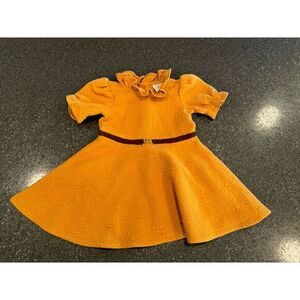 Janie And Jack Mustard Yellow Quilted Puff Sleeve Dress 2T‎